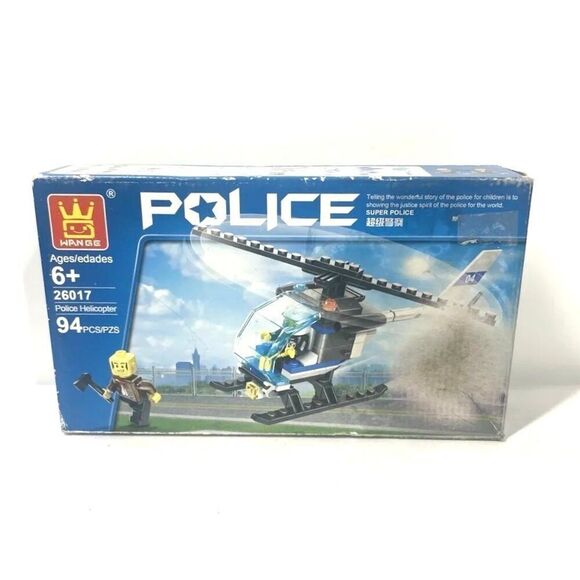 Wange Police Helicopter 94pc Bricks Blocks Fits Lego 26017 NIB - Picture 1 of 2